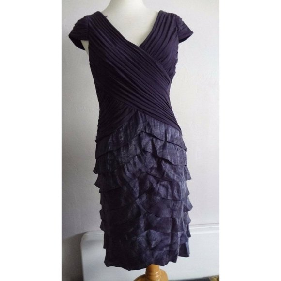 Adrianna Papell Dresses & Skirts - Adrianna Papell Purple Jersey Taffeta Shutter Pleat Dress 8 NEW